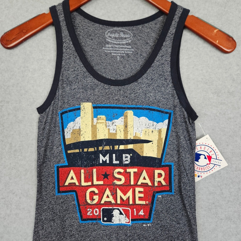 Majestic Threads Womens MLB All Star Game 2014 Graphic Tank Top Gray Small New